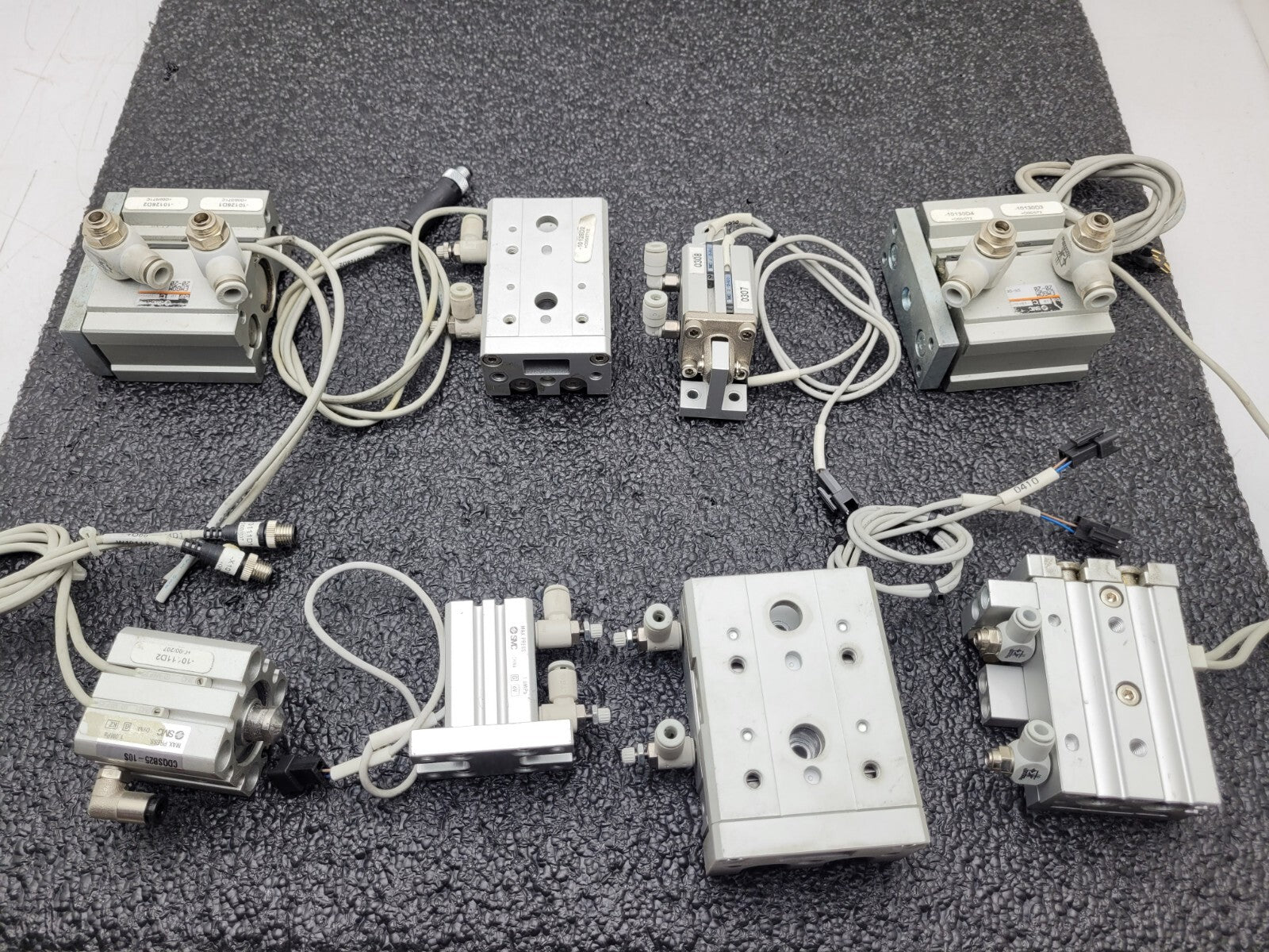 Lot of - 8 Assorted  SMC MXS 100PSI Linear Slide Guide Cylinder w/sensors