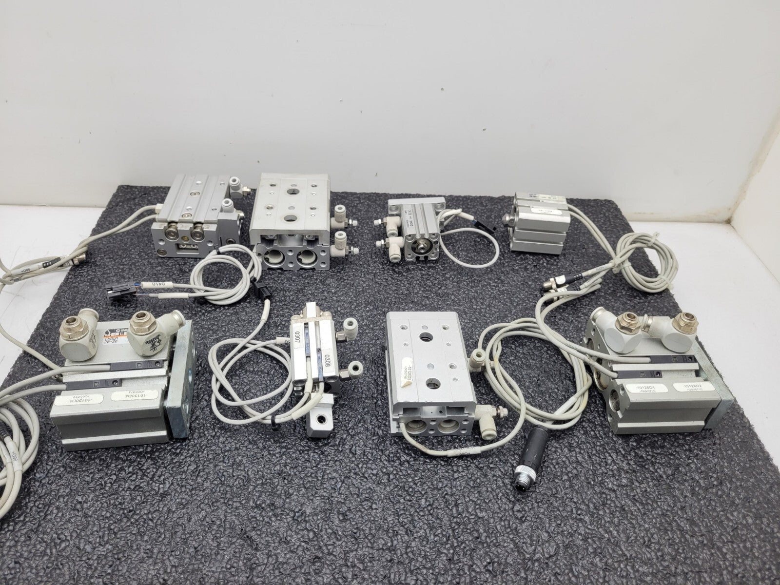Lot of - 8 Assorted  SMC MXS 100PSI Linear Slide Guide Cylinder w/sensors