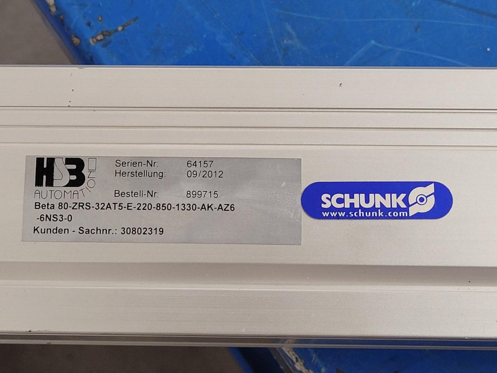 HSB Automation Beta 80-ZRS-32ATE5-E-220-850 Timing Belt Drive Linear Actuatuator