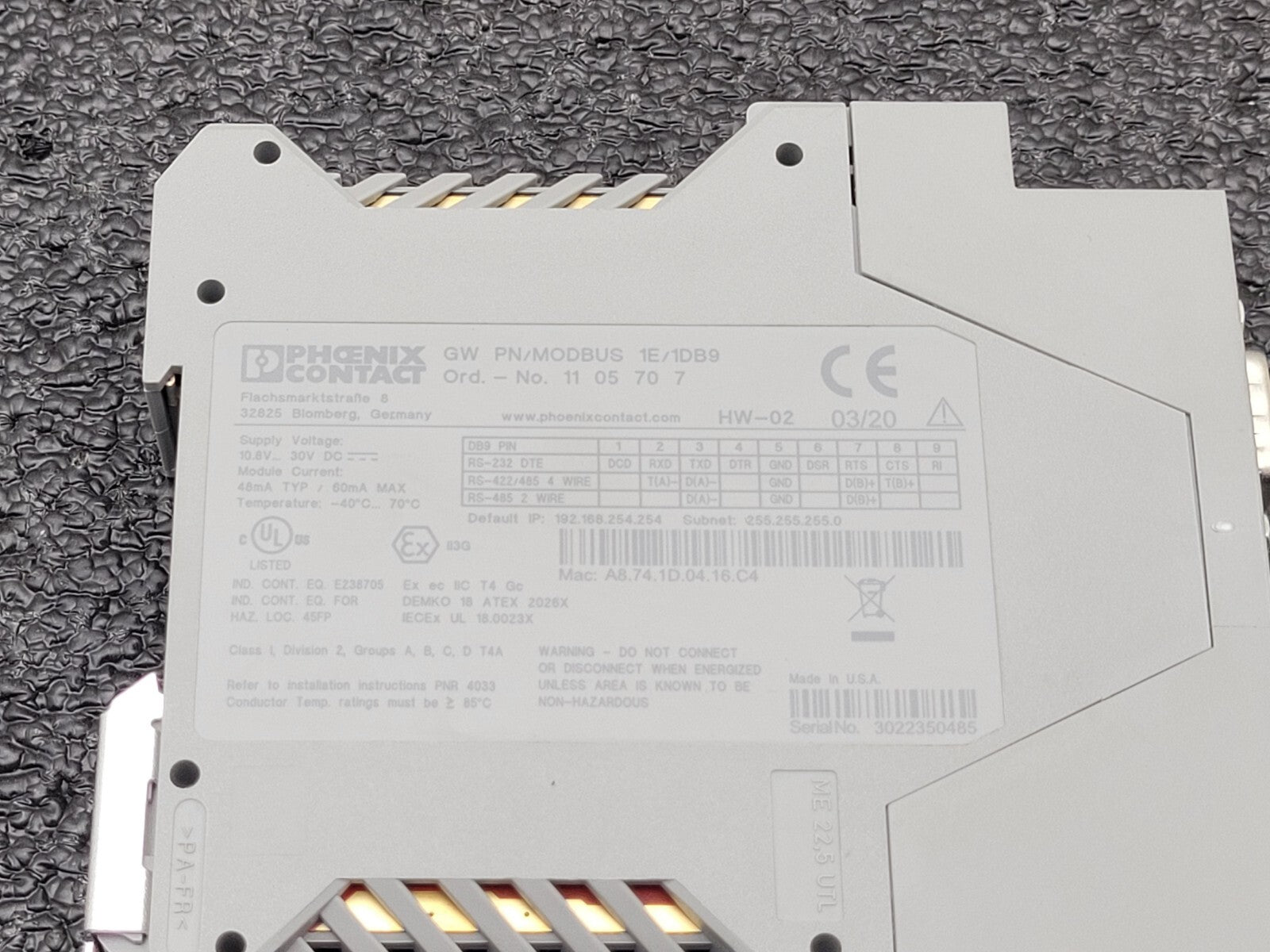 Phoenix Contact GW PN/MODBUS 1E/1DB9 Interface Converter 1105707