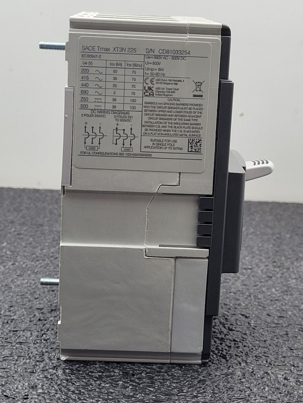 ABB SACE TMAX XT3N  3PH 225 3 Pole Circuit Breaker