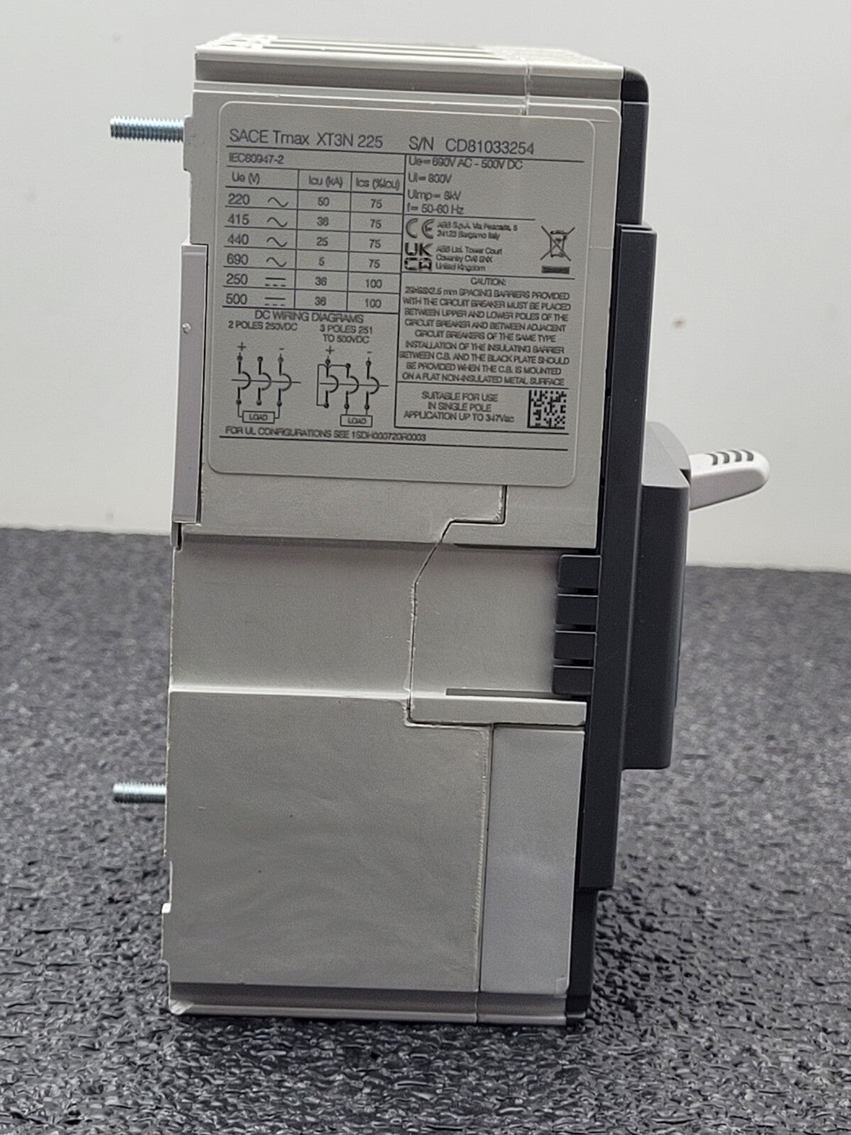 ABB SACE TMAX XT3N  3PH 225 3 Pole Circuit Breaker