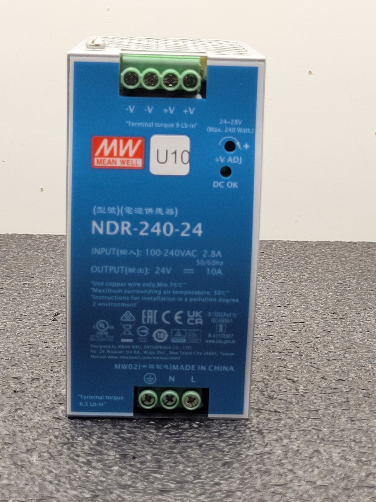 Mean Well NDR-240-24 Power Supply 1 Output 240W 24VDC 0-10A .