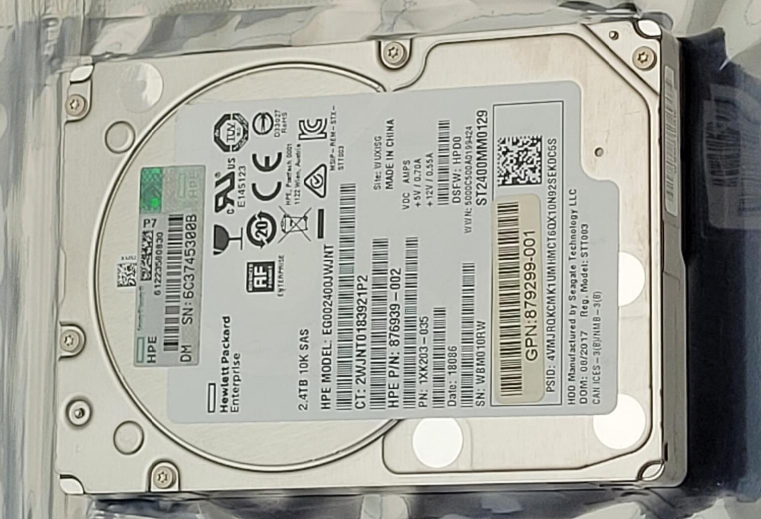 HPE 2.4TB 10K 12G SFF 2.5" SAS SC HDD 876939-002 EG002400JWJNT