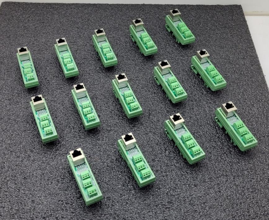 Lot of - 14 Dinkle terminal blocks RJ45 To terminal breakout DIN Rail Mount