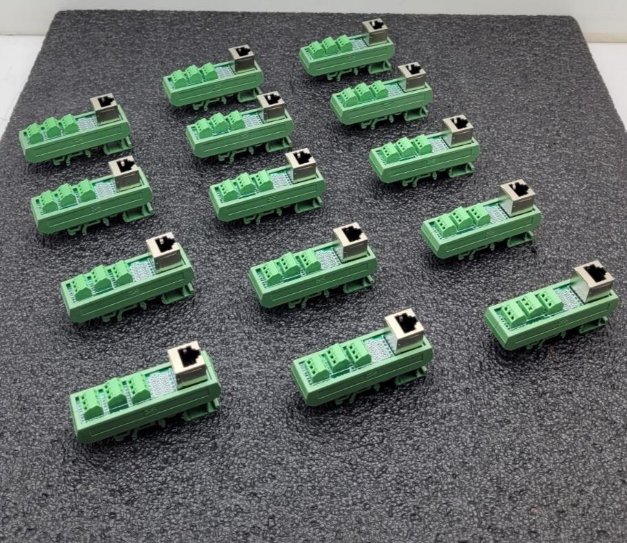 Lot of - 14 Dinkle terminal blocks RJ45 To terminal breakout DIN Rail Mount