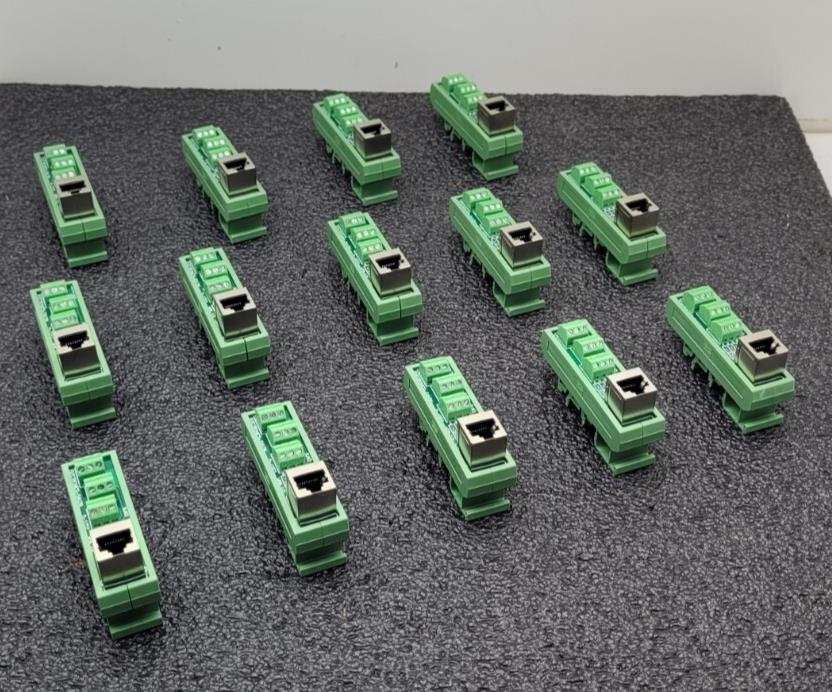 Lot of - 14 Dinkle terminal blocks RJ45 To terminal breakout DIN Rail Mount