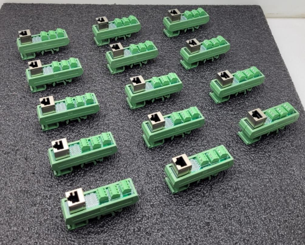 Lot of - 14 Dinkle terminal blocks RJ45 To terminal breakout DIN Rail Mount