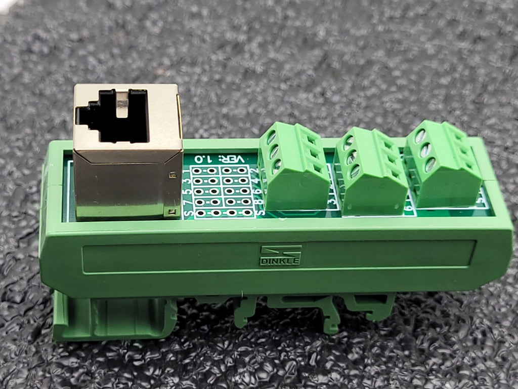 Lot of - 14 Dinkle terminal blocks RJ45 To terminal breakout DIN Rail Mount