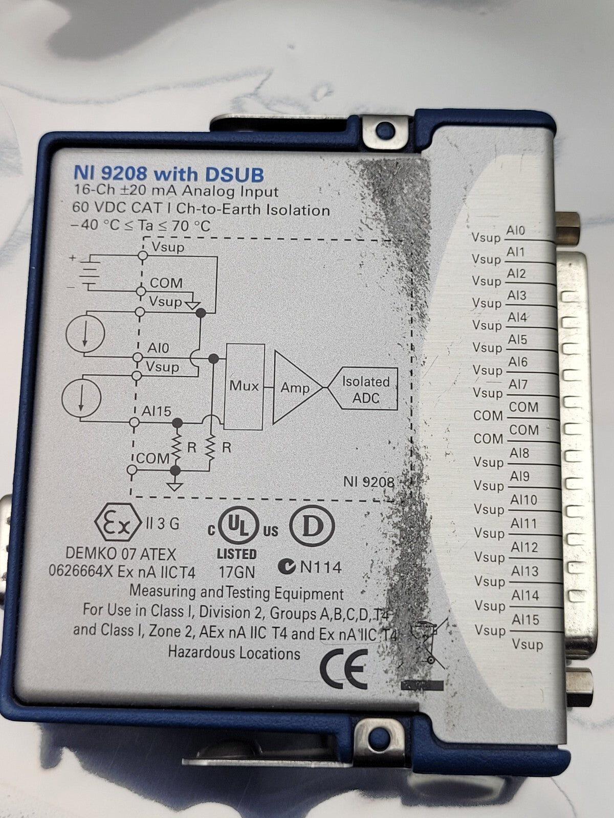 National Instrument NI-9208 16 Channel Analog input Module Passes Self Test
