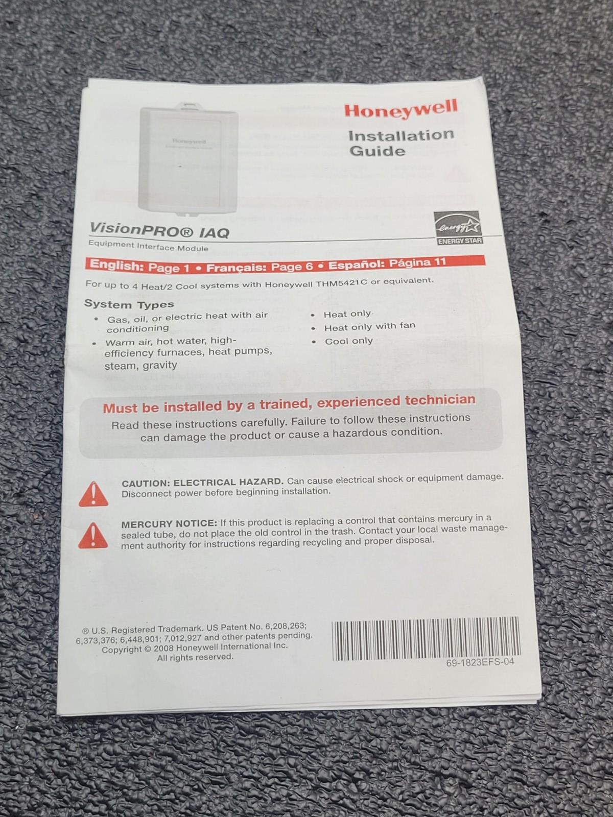 Honeywell VisionPro IAQ THM5421C1004 7-Day Touchscreen Thermostat + THM5421C