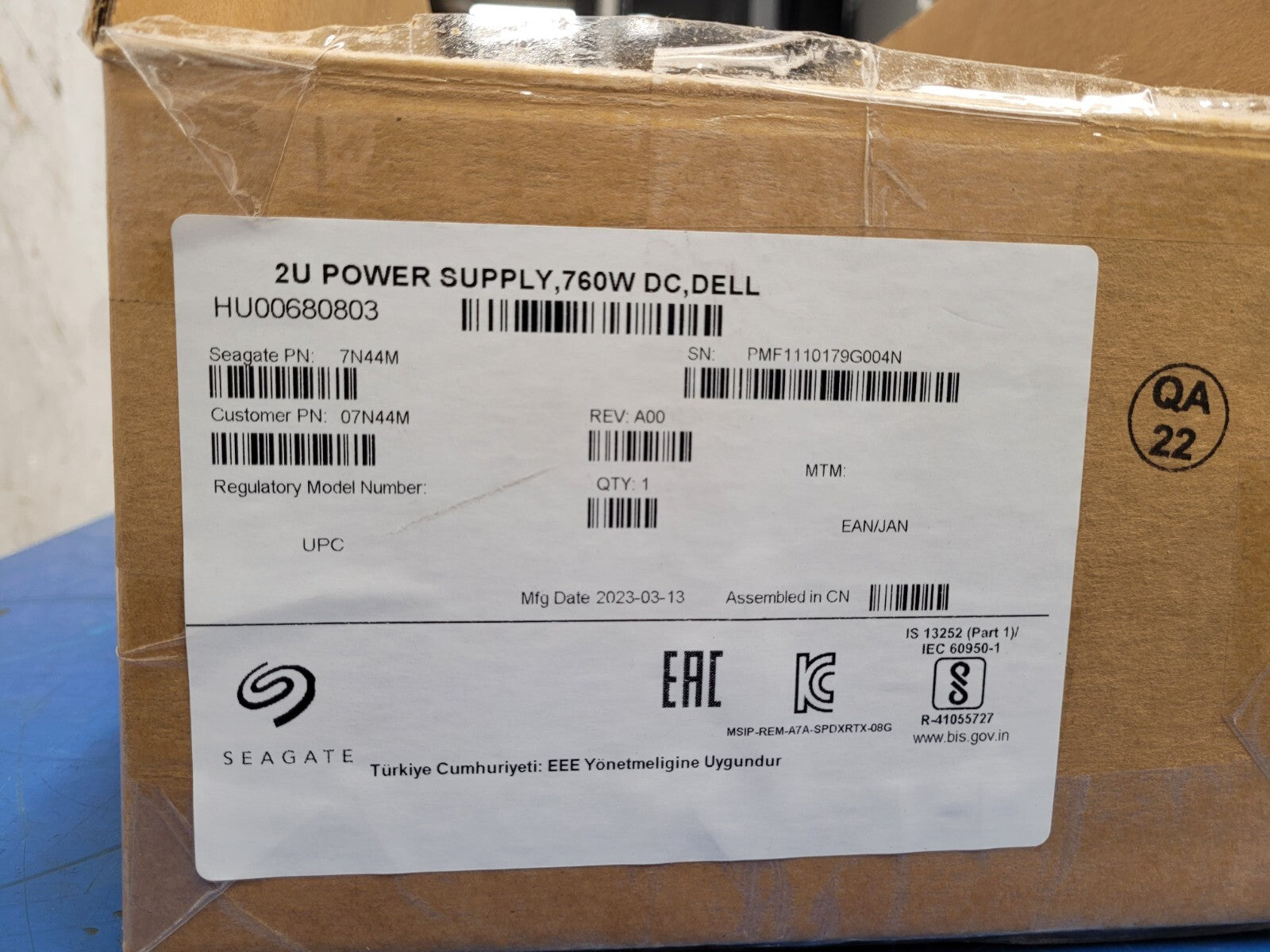 BEL POWER 2U Power Supply SP-PCM1-HE764-DC 764DC DELL 1103152-02 07N44M 48VDC IN