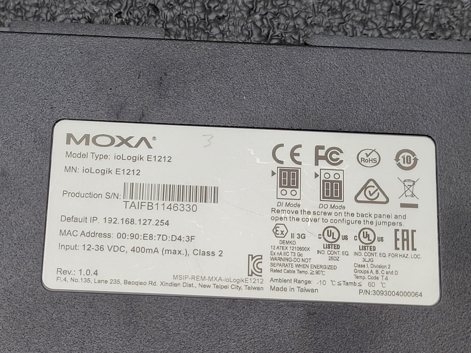 Moxa Group IOLOGIK E1212 IOLOGIKE1212 Din Rail Mount Universal I/O 8 DI 8 DIO