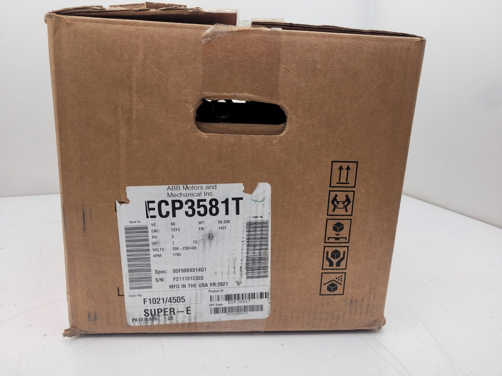 NEW ABB ECP3581T 2.8AMPS 1HP 3PHASE 60 HZ 208-230/460VOLTS MOTOR.