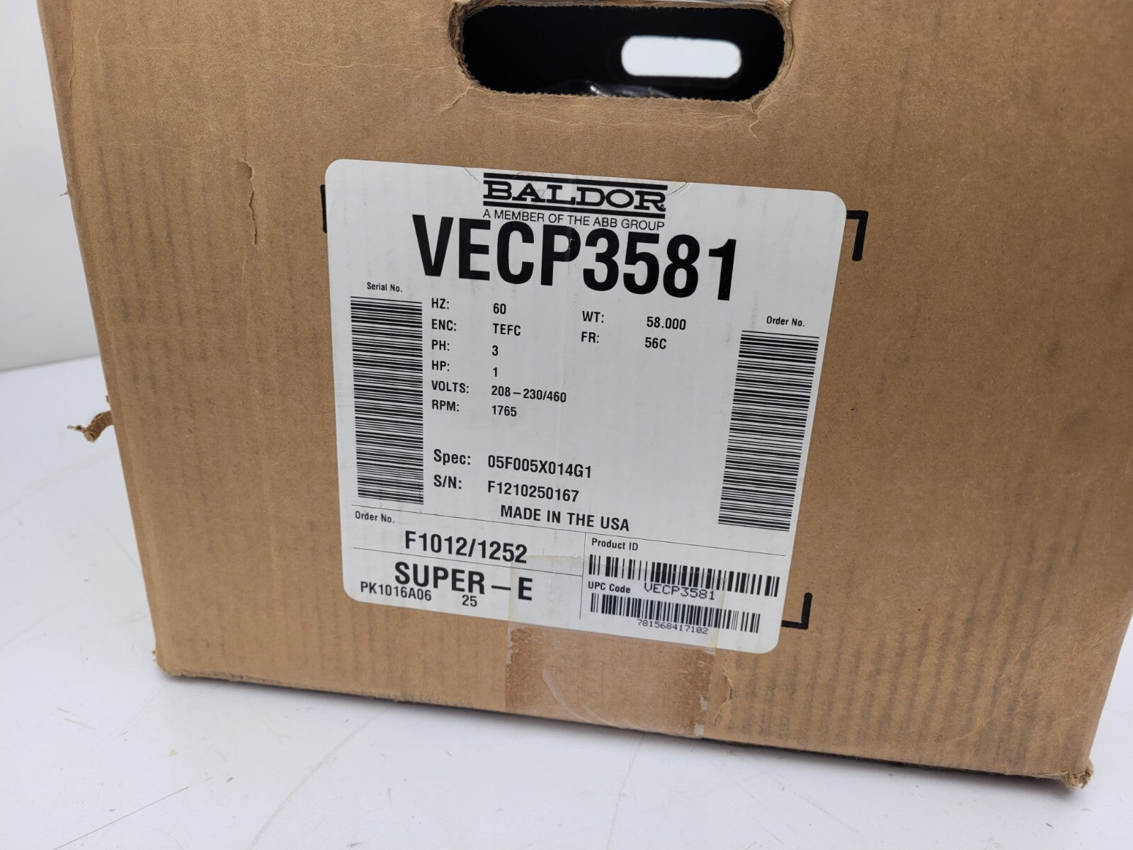 ASEA BROWN BOVERI  [ABB] BALDOR VECP3581 MOTOR