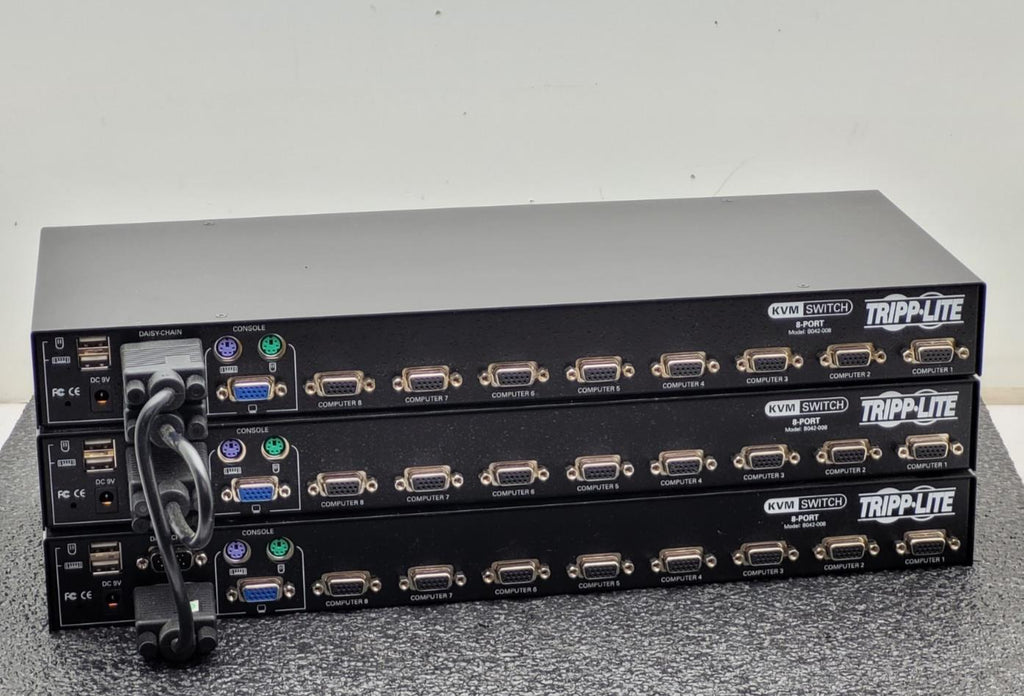 Lot of 3x Tripp Lite B042-008 8 Port USB PS2 Rack-Mountable KVM Switch