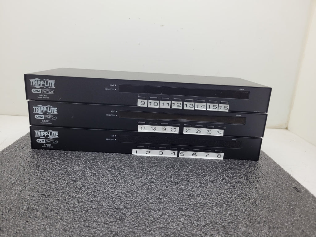 Lot of 3x Tripp Lite B042-008 8 Port USB PS2 Rack-Mountable KVM Switch