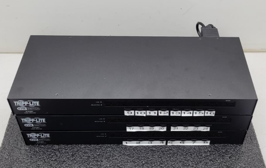 Lot of 3x Tripp Lite B042-008 8 Port USB PS2 Rack-Mountable KVM Switch