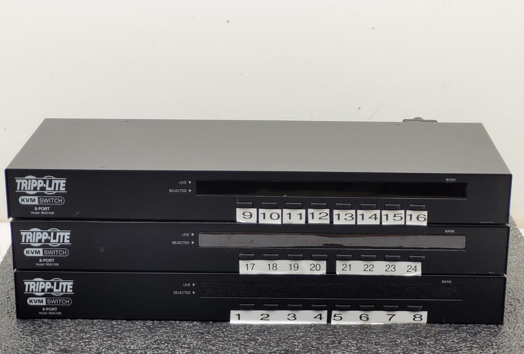 Lot of 3x Tripp Lite B042-008 8 Port USB PS2 Rack-Mountable KVM Switch