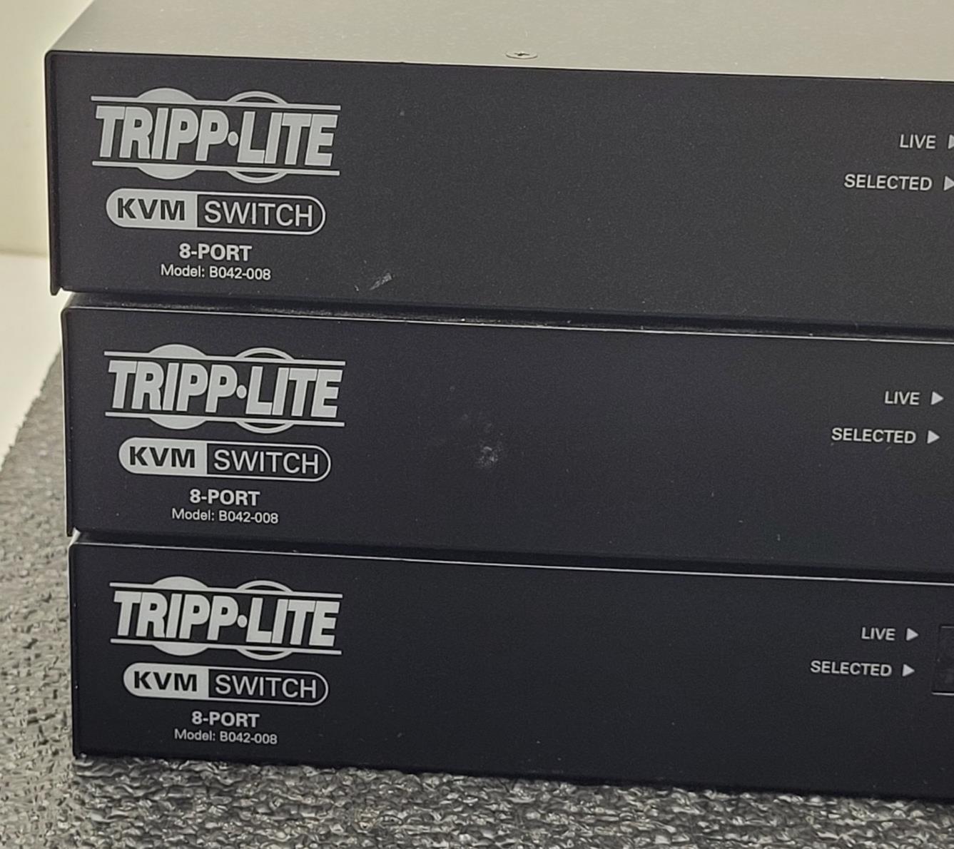 Lot of 3x Tripp Lite B042-008 8 Port USB PS2 Rack-Mountable KVM Switch