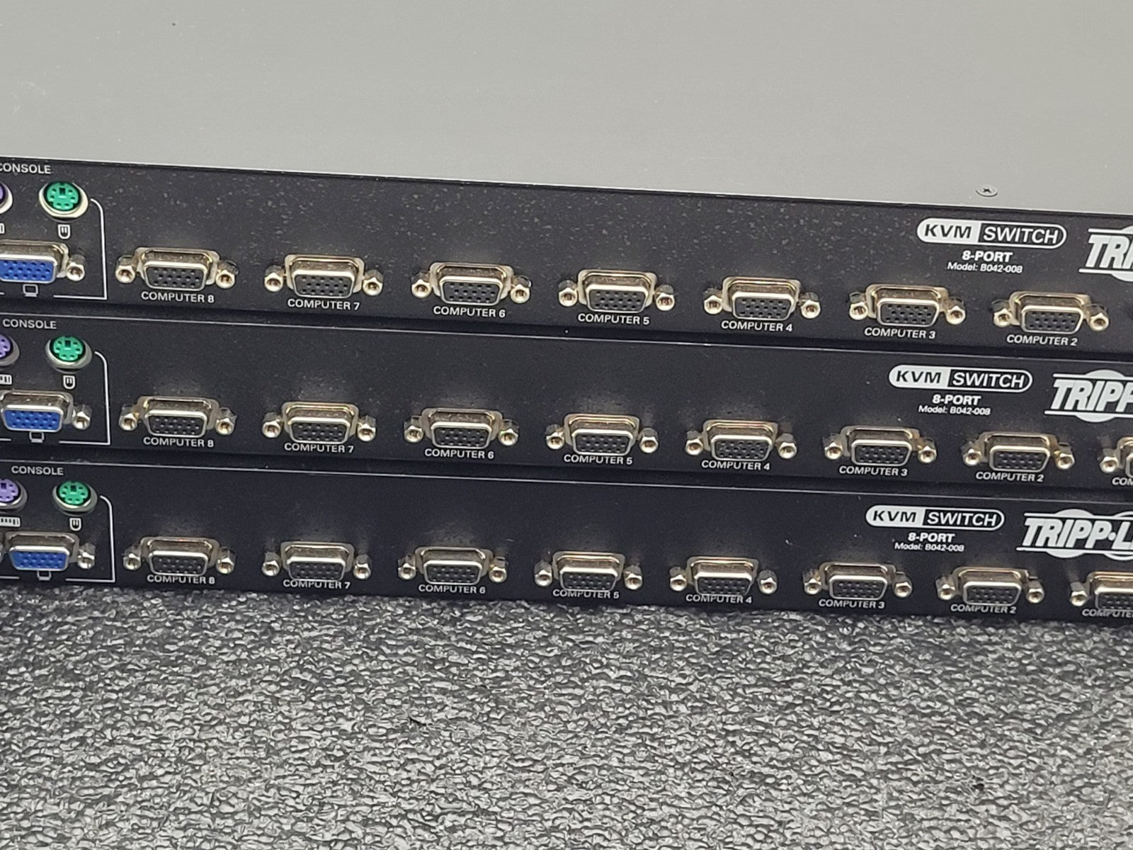 Lot of 3x Tripp Lite B042-008 8 Port USB PS2 Rack-Mountable KVM Switch