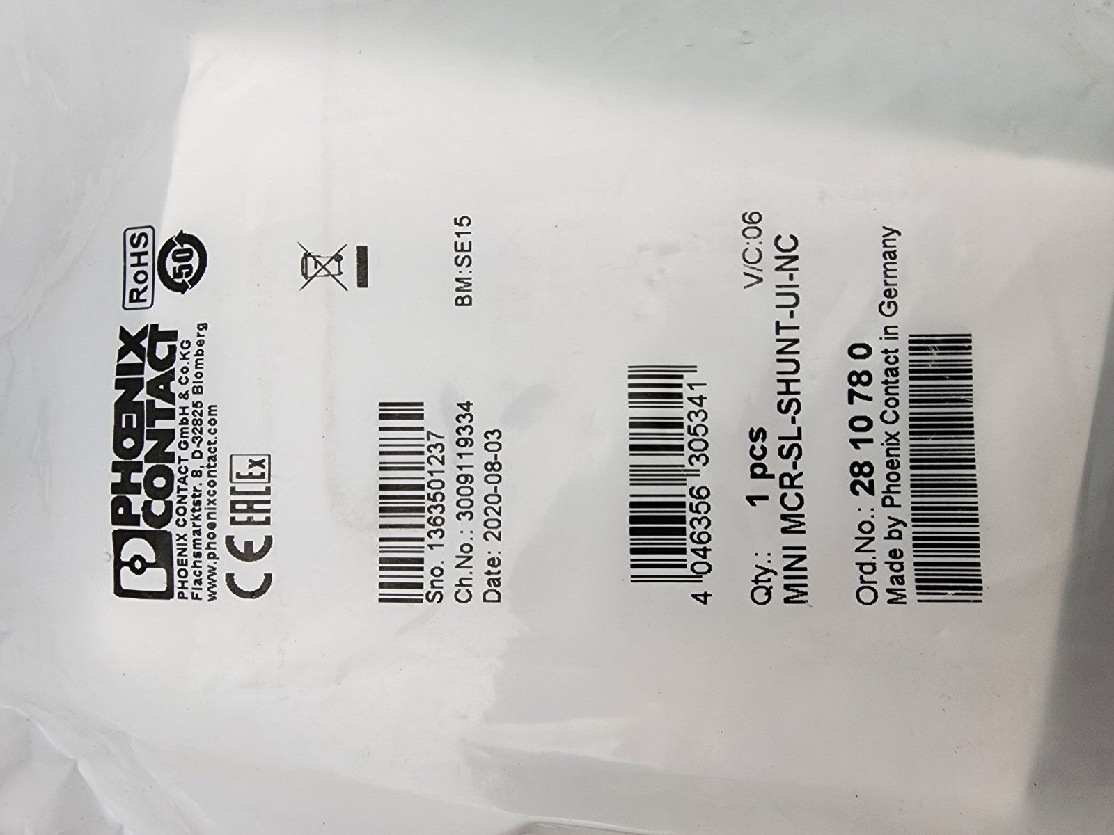 Phoenix Contact Isolation Amplifier MINI MCR-SL-SHUNT-UI-NC 2810780 New In Bag