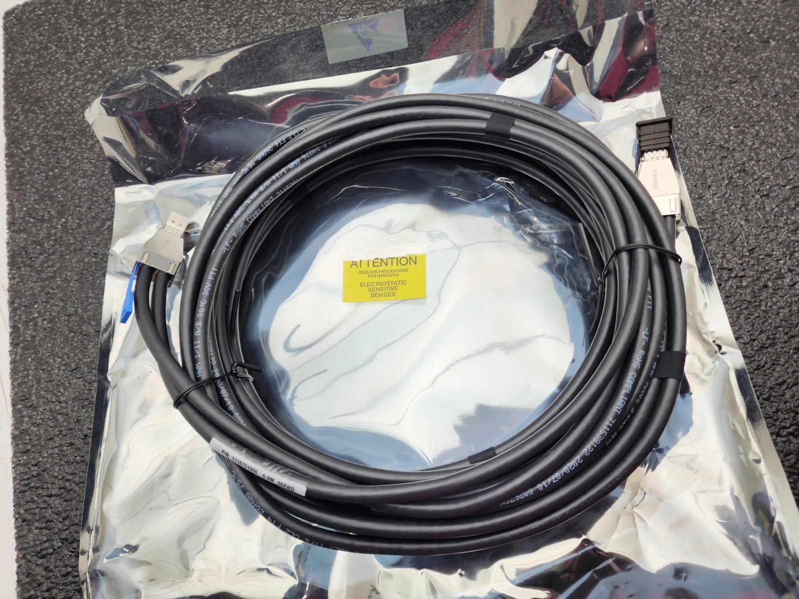 Molex 5.0M 26AWG x2 External HD Mini SAS Cable SFF-8644 to SFF-8644 1110751005