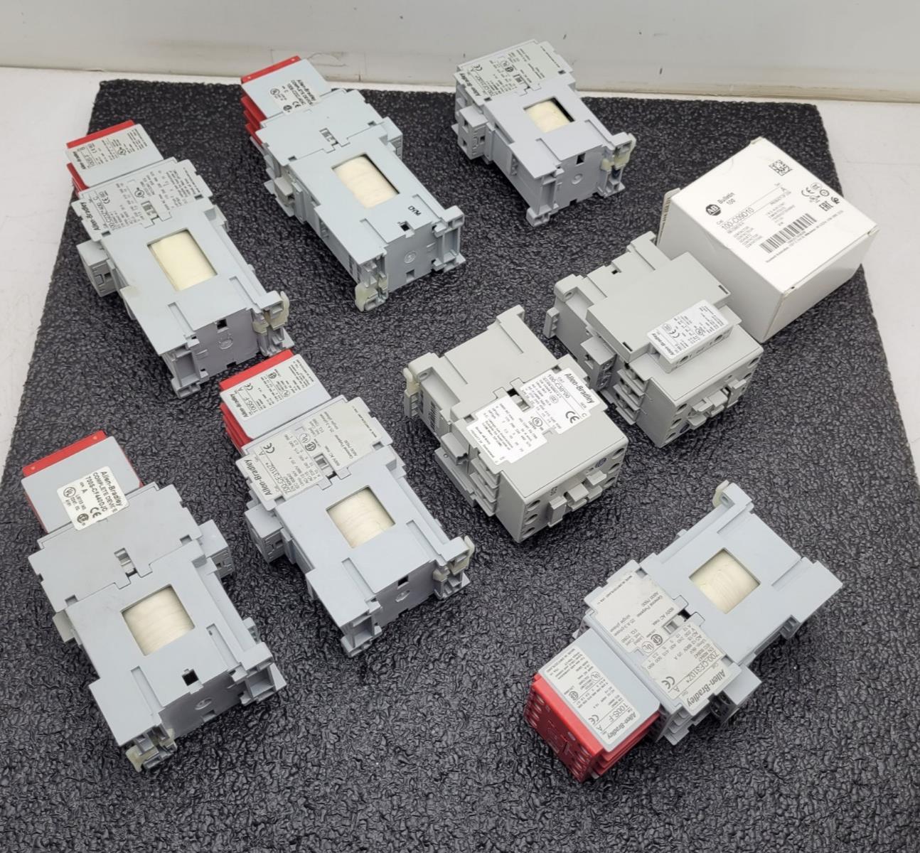 Lot of 9 ALLEN BRADLEY 100 / 700 Series Contactors 24VDC and 100VAC Coils