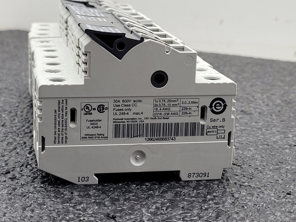 Lot of 9 ALLEN BRADLEY 1492-FB1C30-L 30A 600V  1P 200K DINRAIL FUSIBLE 1x FB2C30