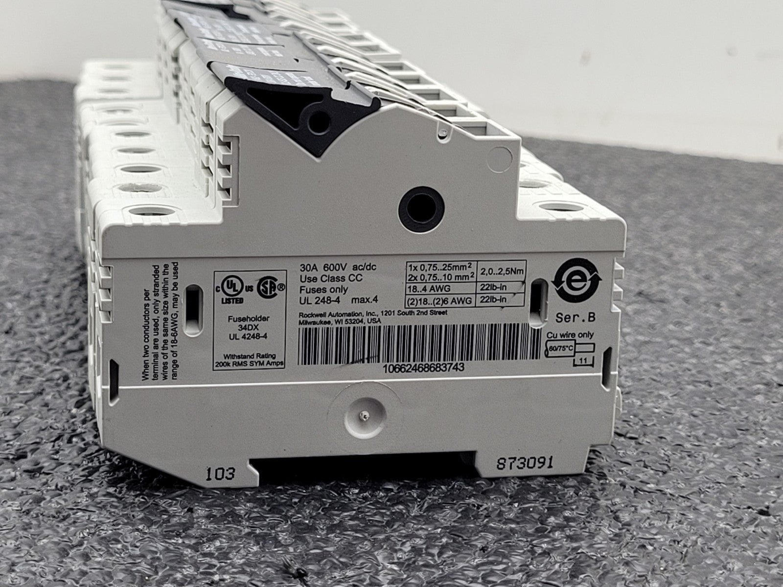 Lot of 9 ALLEN BRADLEY 1492-FB1C30-L 30A 600V  1P 200K DINRAIL FUSIBLE 1x FB2C30