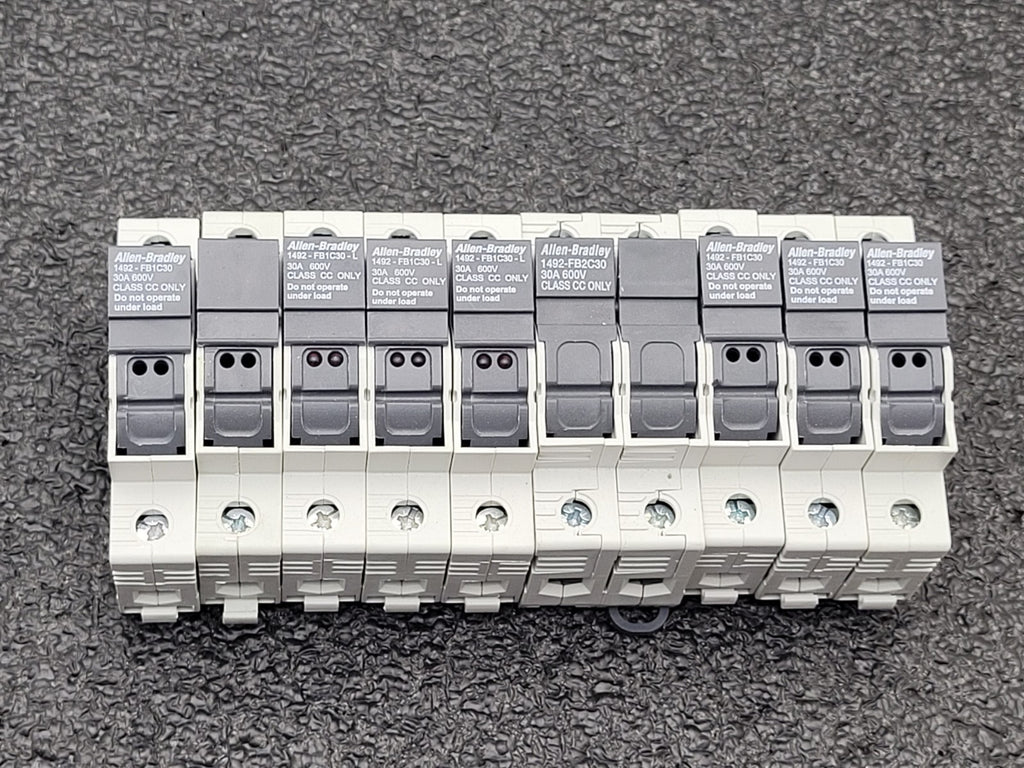 Lot of 9 ALLEN BRADLEY 1492-FB1C30-L 30A 600V  1P 200K DINRAIL FUSIBLE 1x FB2C30