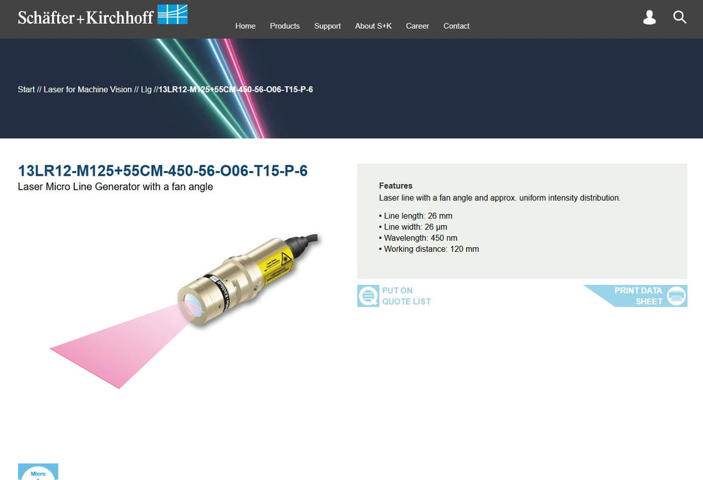 56mw Schafter + Kirchhoff 13LR12-M125 Laser Micro Line Generator 12° Fan Angle