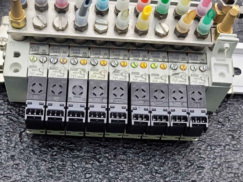 SMC (x9) VQ1270-5MOB-M5 Solenoid Valve Assembly Manifold