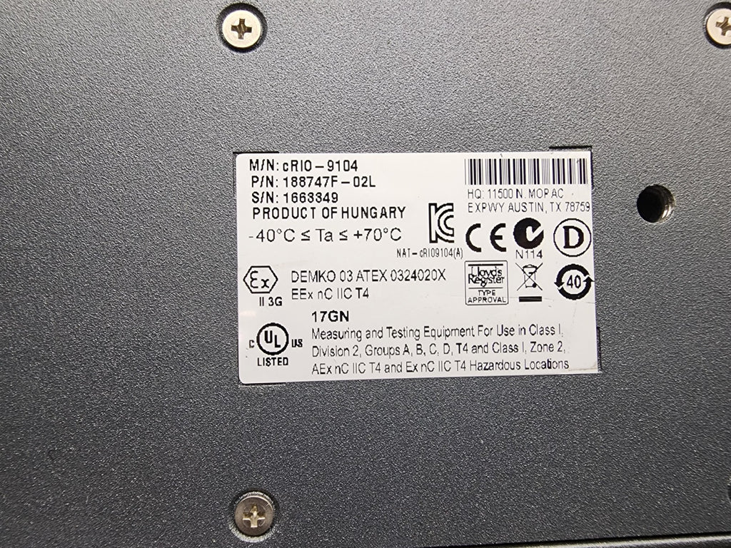 National Instruments NI CRIO-9014 CompactRIO Controller 188747F-02L 8 Slot