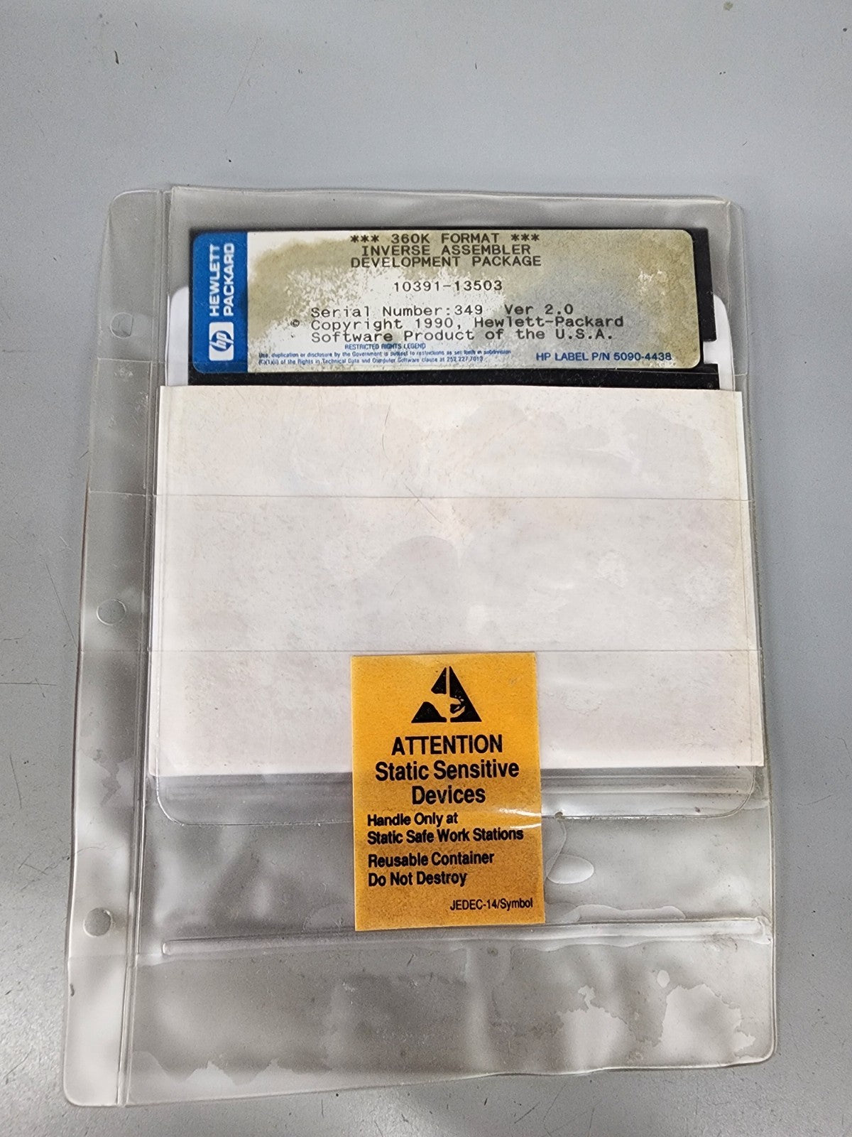 Hewlett Packard HP 360K Format Inverse Assembler Development Package 10391-13503