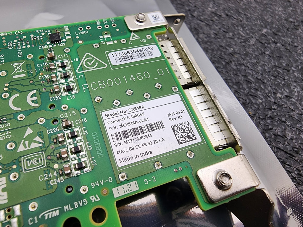 Mellanox CX516A 100GbE QSFP28 Dual Port ConnectX-5 PCIe x16 Adapter Half Height