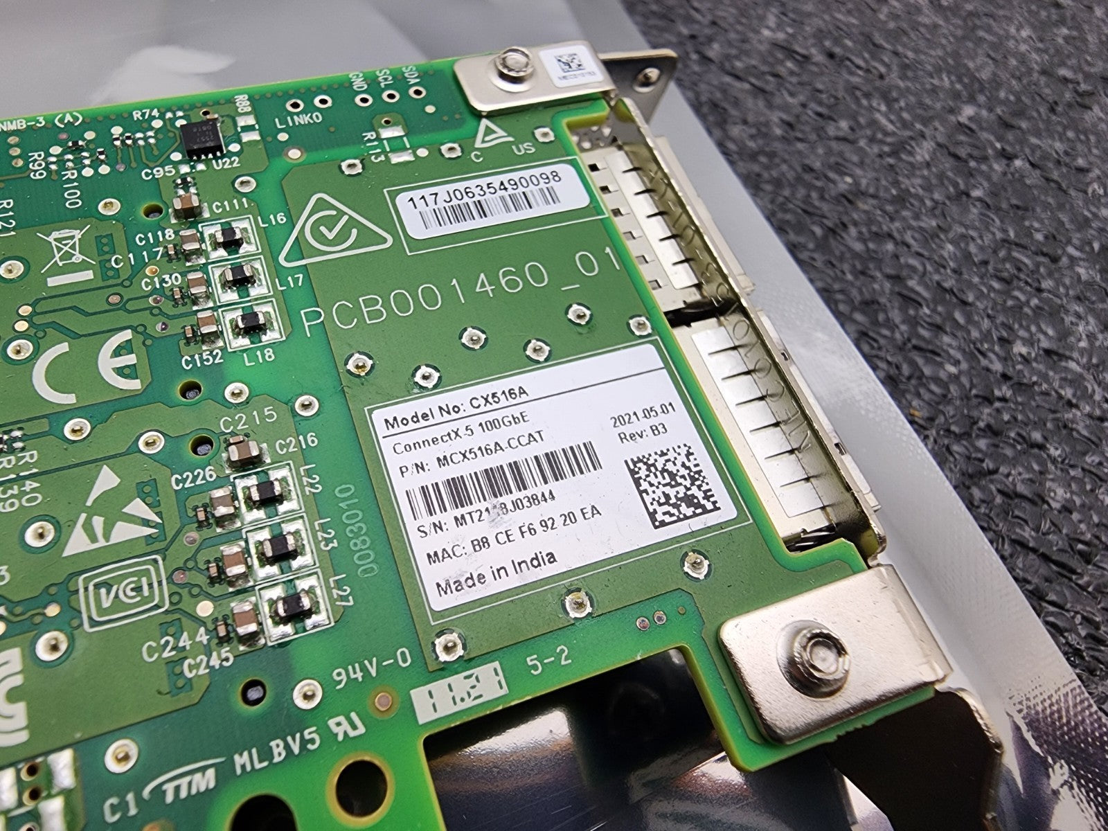 Mellanox CX516A 100GbE QSFP28 Dual Port ConnectX-5 PCIe x16 Adapter Half Height