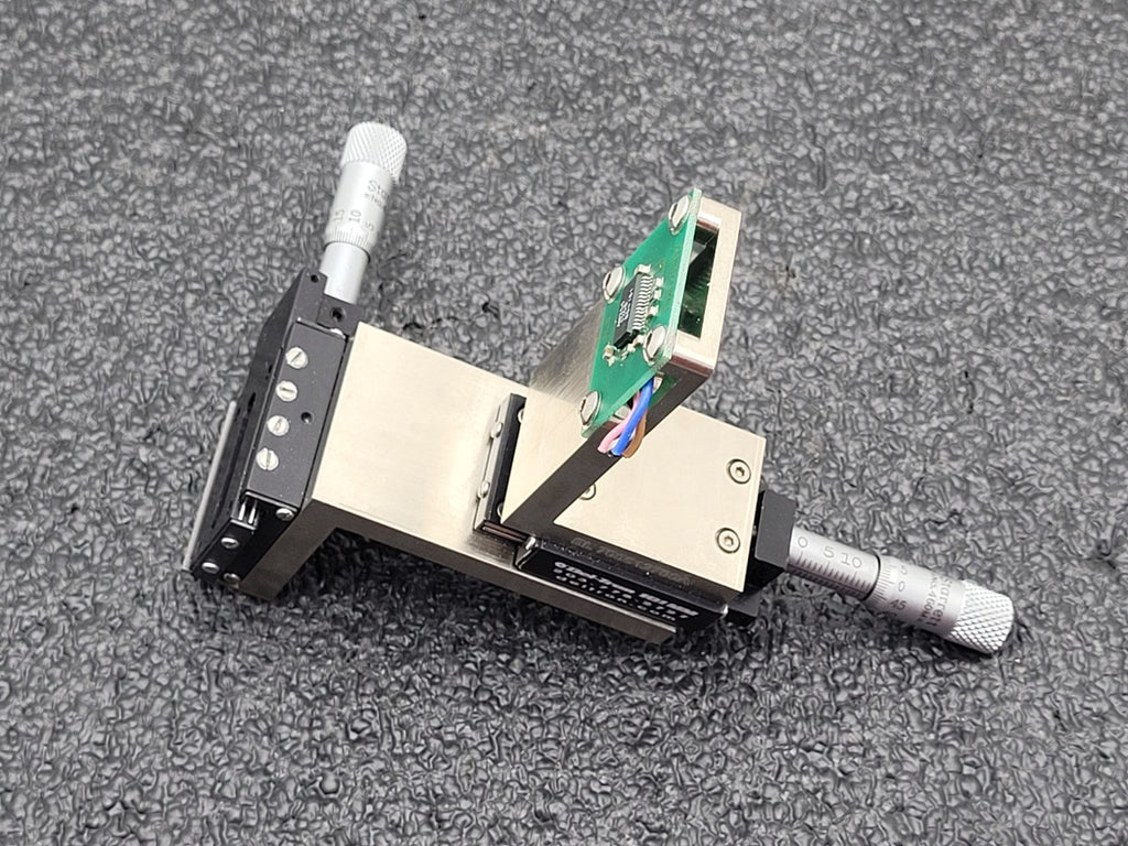 2x Del-Tron 101MM Micrometer Positioning Stage 13mm Travel 1.8kg Load, M2 Holes
