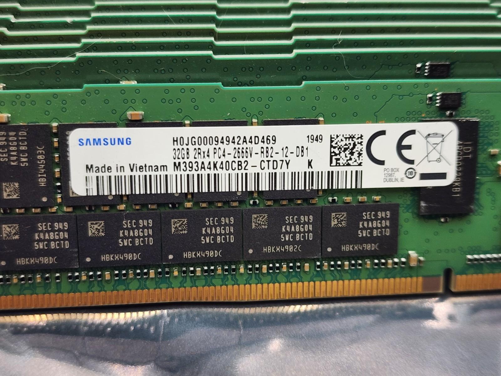 Lot of 28x Samsung 32GB 2Rx4 DDR4-2666 ECC Server Memory Ram M393A4K40CB2-CTD7Y
