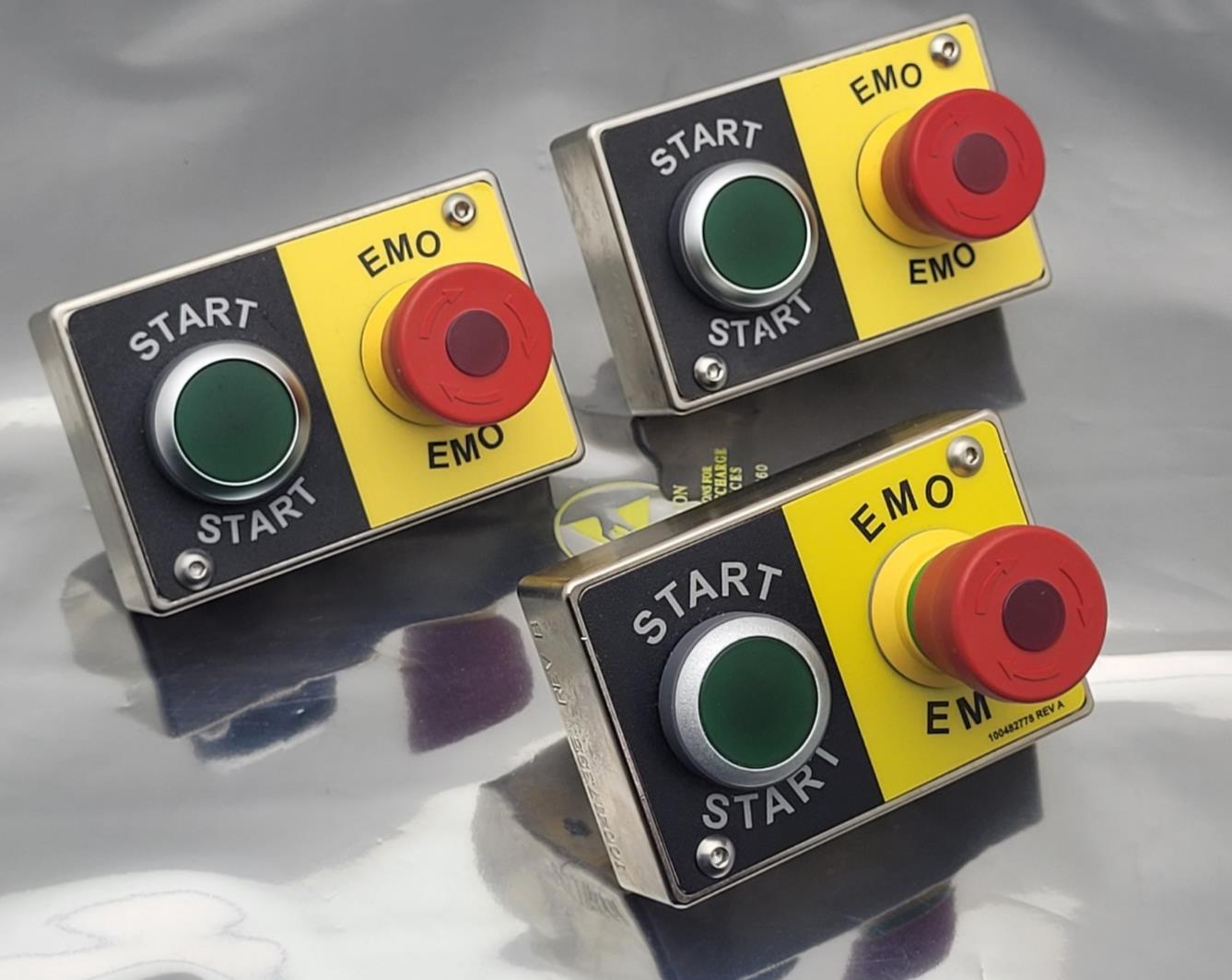 Lot of 3 EMO 100482778 REV A Push Button SS Control Box I/O Panel 8 and 9 pin