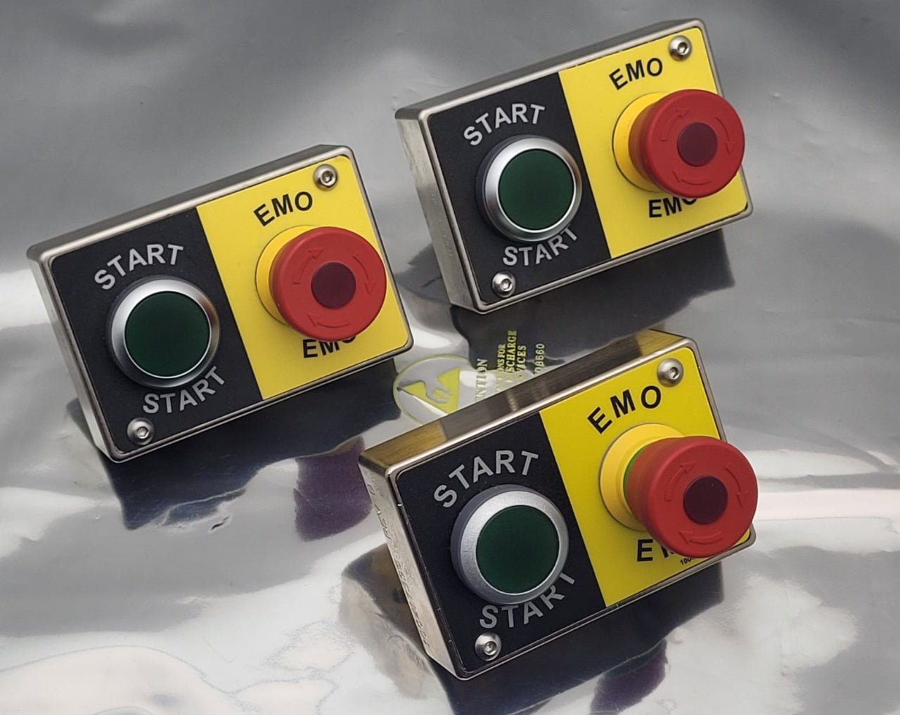 Lot of 3 EMO 100482778 REV A Push Button SS Control Box I/O Panel 8 and 9 pin