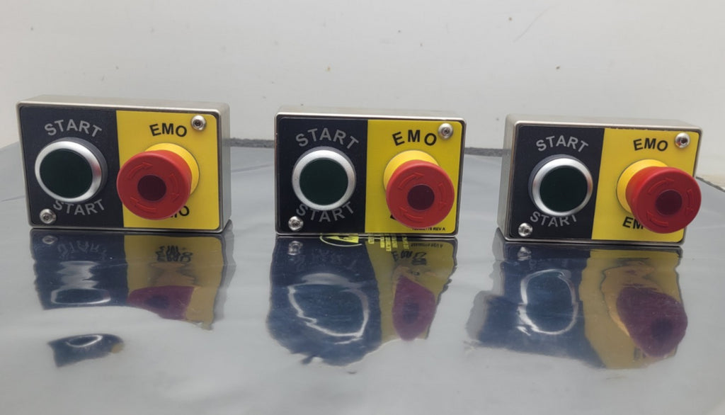 Lot of 3 EMO 100482778 REV A Push Button SS Control Box I/O Panel 8 and 9 pin