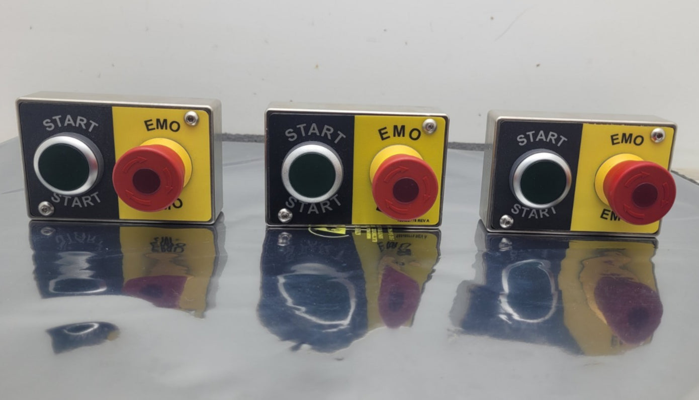 Lot of 3 EMO 100482778 REV A Push Button SS Control Box I/O Panel 8 and 9 pin