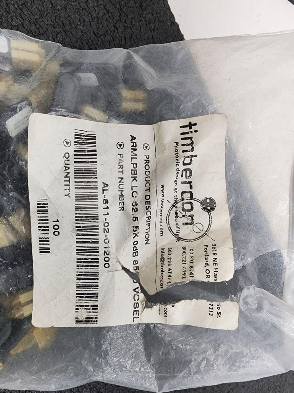 Lot of 46 AL-611-02-01200 Loopback Fiber Optic 1310 FP Timbercon 0dB @ 850ZVCSEL