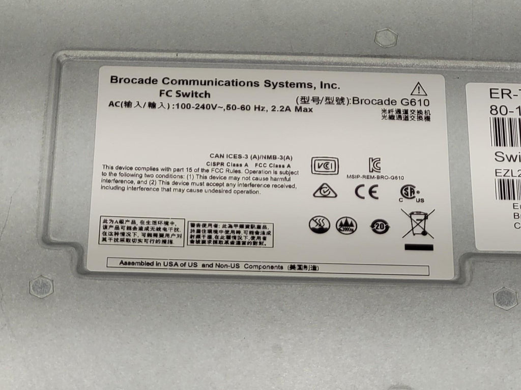 Brocade DS-6610B Brocade BR-G610 32Gb FC Switch w/ 8 Active Ports Needs Reset
