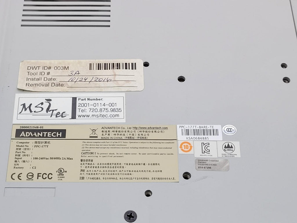 Advantech PPC-177T-BARE-TE Color TFT LCD Operator Touch Panel HMI 17" Screen K.