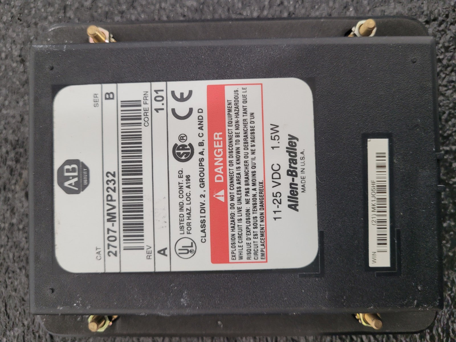 Allen Bradley 2707-MVP232 MicroView Operator Interface Panel Ser B +Cable, Power