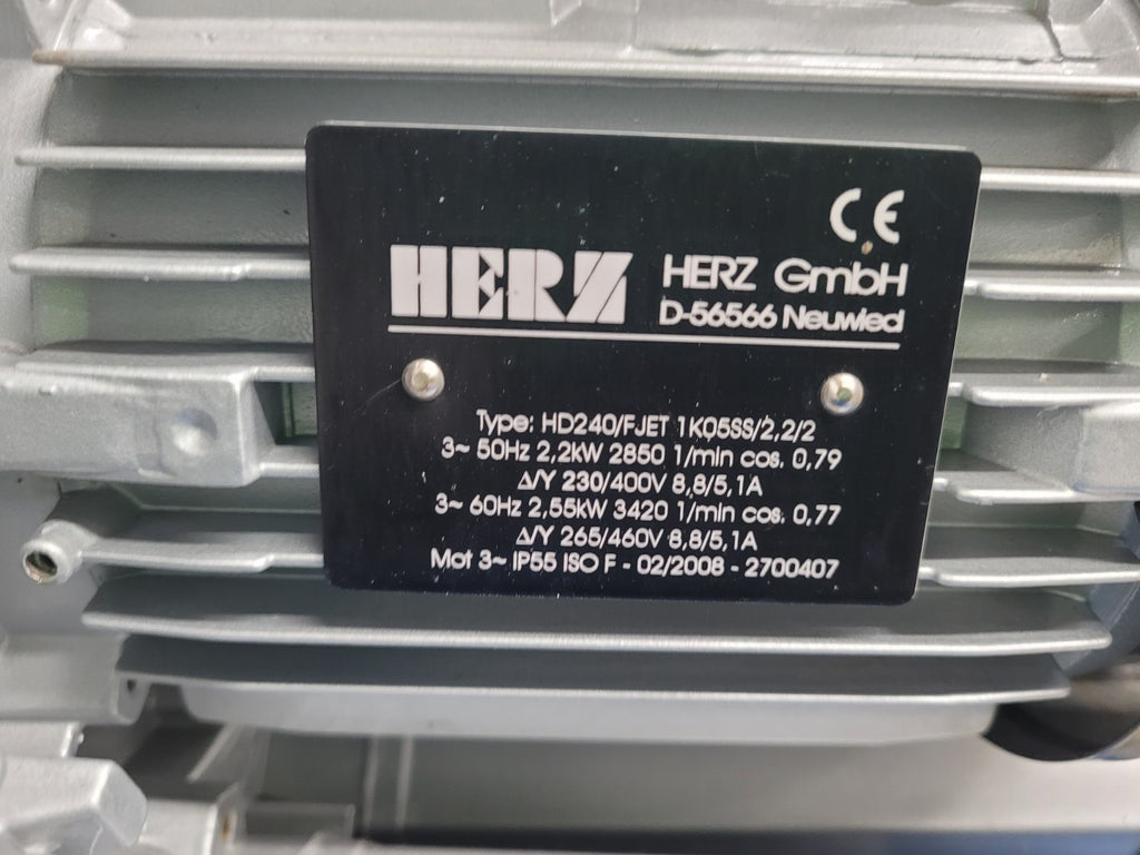 Herz HD240/FJET Industrial Centrifugal Blower 3PH 2.55kW K05SS Body 230-460VAC