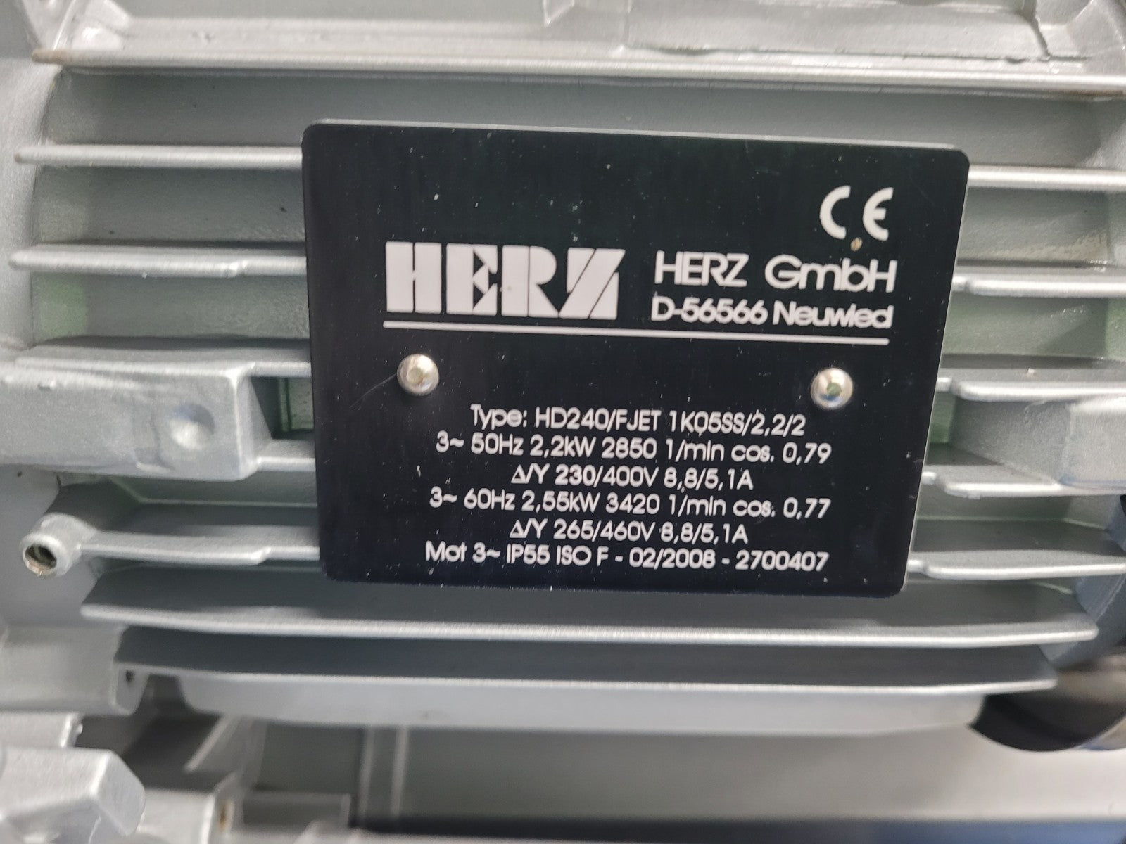 Herz HD240/FJET Industrial Centrifugal Blower 3PH 2.55kW K05SS Body 230-460VAC