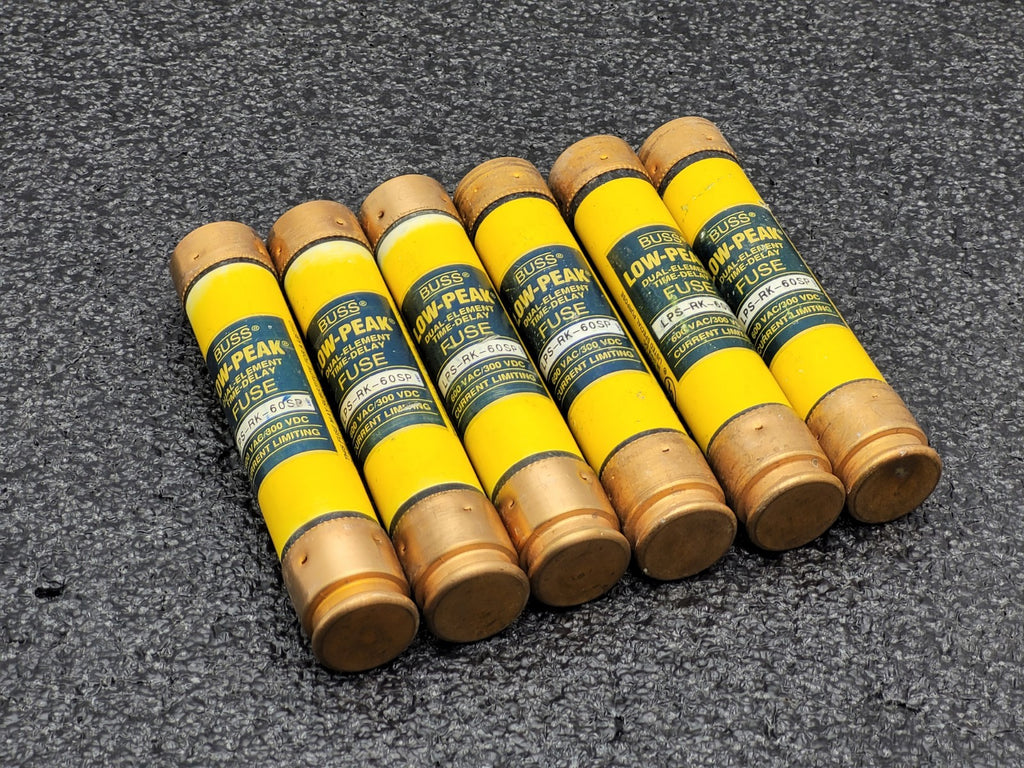 Lot of  6  Bussmann LPS-RK-60SP 60 Amp Fuses Low Peak 600 Volts